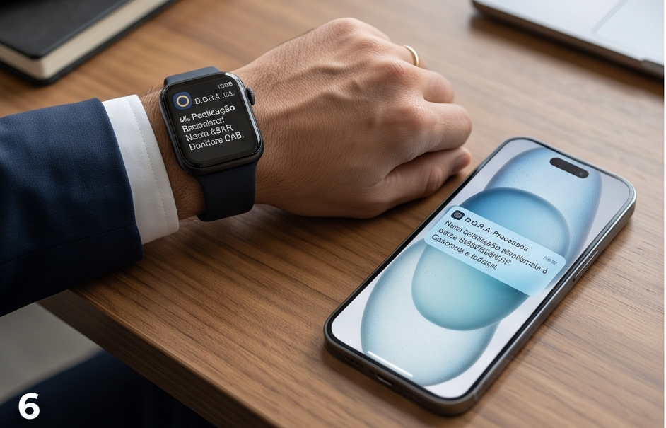 Notificação de atualização processual no celular e smartwatch